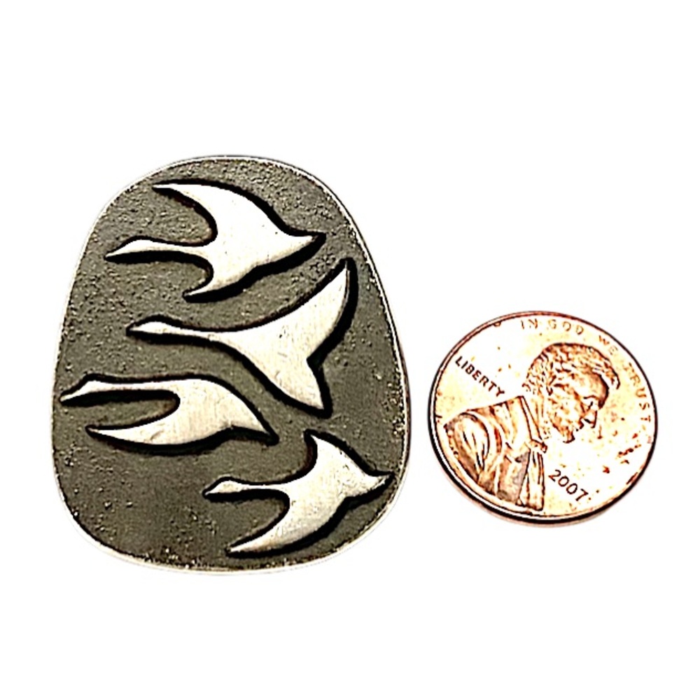Vintage ERIC FRANSSON Sweden Modernist Bird Brooch Pewter - Picture 2 of 4